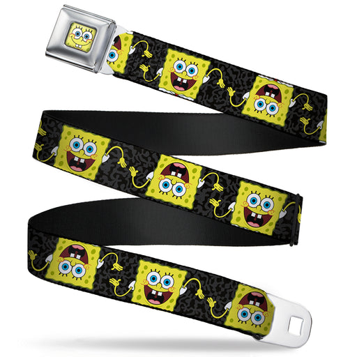 Sponge Bob Face CLOSE-UP Full Color Seatbelt Belt - SpongeBob Pose Flip/Camo Gray/Black Webbing Seatbelt Belts Nickelodeon   