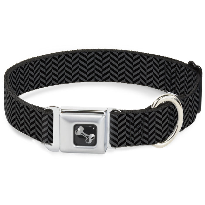 Dog Bone Seatbelt Buckle Collar - Herringbone Black/Gray Seatbelt Buckle Collars Buckle-Down   