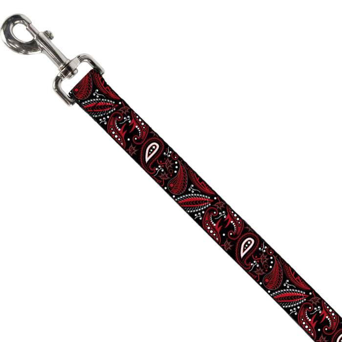 Dog Leash - Floral Paisley3 Black/Red/Gray/White Dog Leashes Buckle-Down   