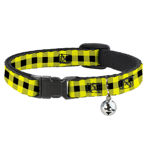 Cat Collar Breakaway - Buffalo Plaid Black Neon Yellow Breakaway Cat Collars Buckle-Down   