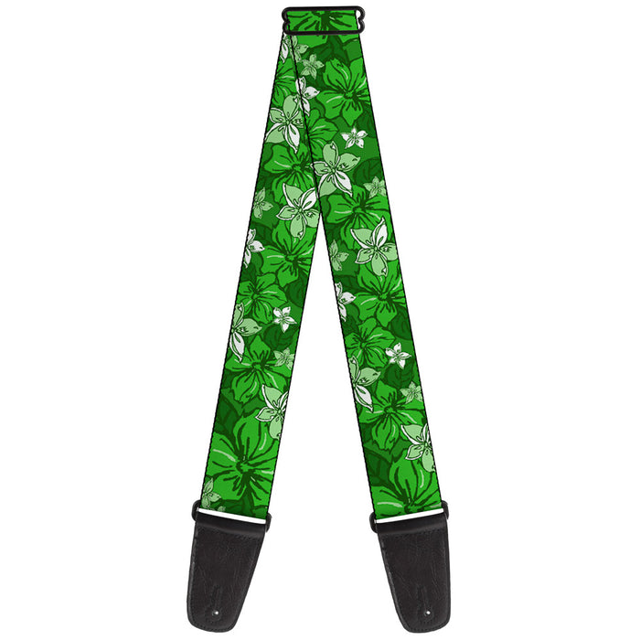 Guitar Strap - Hibiscus Collage Green Shades Guitar Straps Buckle-Down   