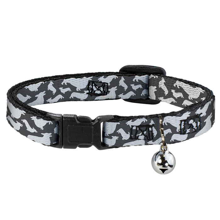 Cat Collar Breakaway - Corgi Silhouette Poses Grays Breakaway Cat Collars Buckle-Down   