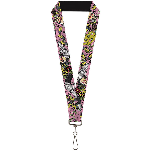 Lanyard - 1.0" - Born to Raise Hell CLOSE-UP Pink Lanyards Buckle-Down   