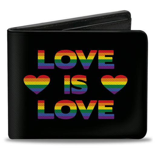 Bi-Fold Wallet - LOVE IS LOVE Heart Black Rainbow Bi-Fold Wallets Buckle-Down   