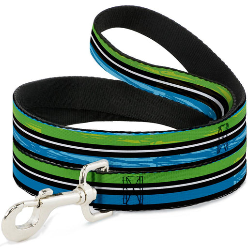 Dog Leash - Scribble Stripes Blue/Green/White Dog Leashes Buckle-Down   