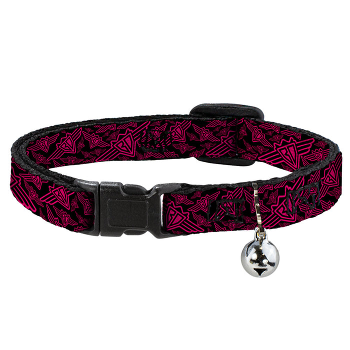 Cat Collar Breakaway - BD Logo Scattered Black Fuchsia Breakaway Cat Collars Buckle-Down   