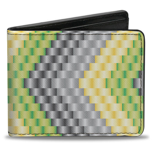 Bi-Fold Wallet - Chevron Weave Grays Yellow Green Bi-Fold Wallets Buckle-Down   