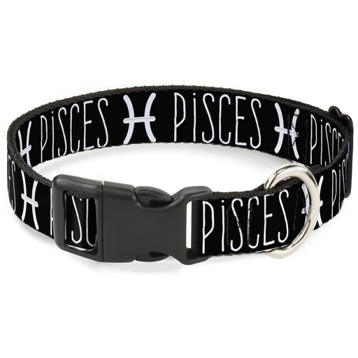 Plastic Clip Collar - Zodiac PISCES/Symbol Black/White Plastic Clip Collars Buckle-Down   
