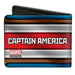 MARVEL AVENGERS Bi-Fold Wallet - Captain America "A" Logo + Text Stripe Blues Brown Grays Reds White Bi-Fold Wallets Marvel Comics   