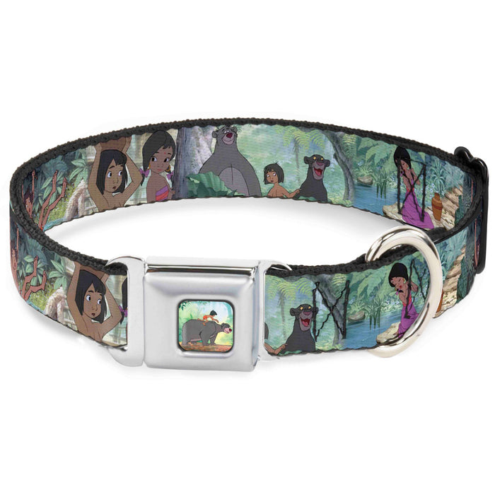 Mowgli Riding Baloo Full Color Seatbelt Buckle Collar - The Jungle Book Scenes Seatbelt Buckle Collars Disney   