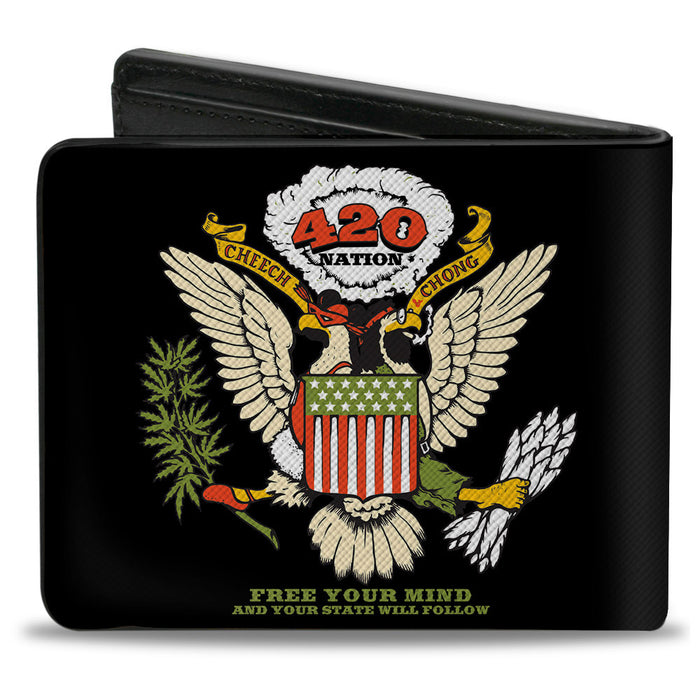 Bi-Fold Wallet - Cheech and Chong 420 Nation Coat of Arms Black Bi-Fold Wallets Cheech & Chong   