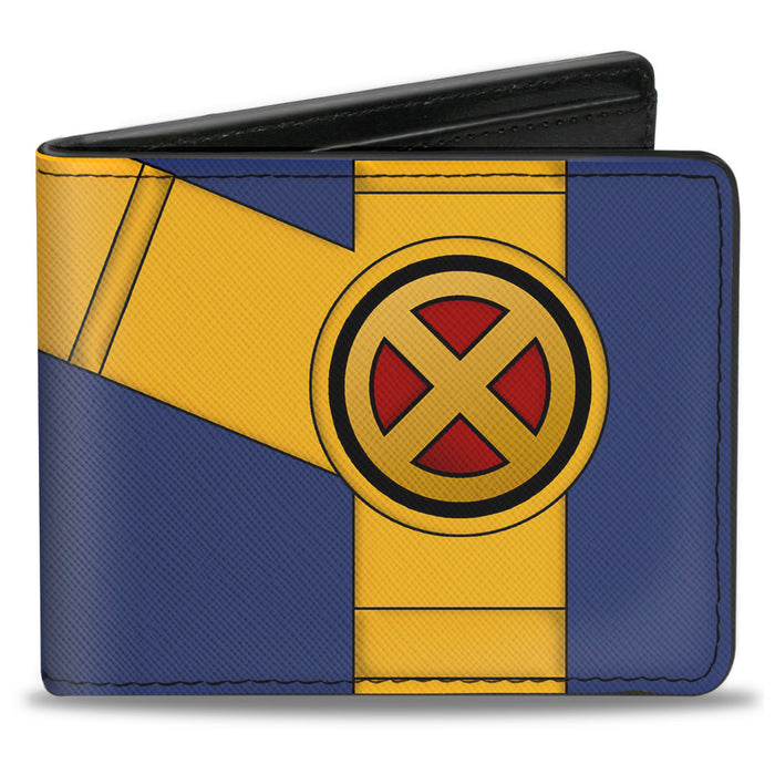 MARVEL X-MEN Bi-Fold Wallet - X-Men Cyclops Utility Strap Blue Gold Black Red Bi-Fold Wallets Marvel Comics   