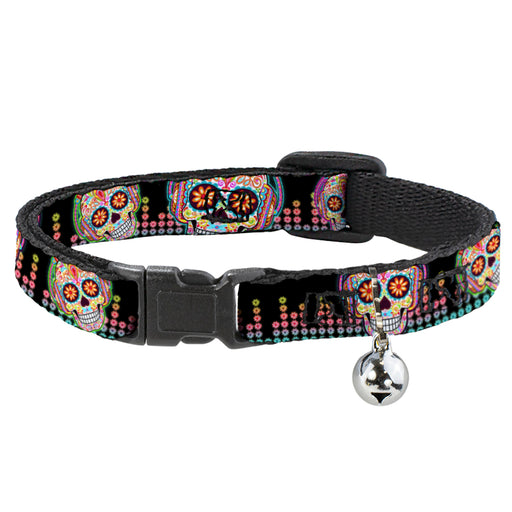 Cat Collar Breakaway with Bell - Tranquility Beats Calaveras Floral Equalizer Black Multi Color Breakaway Cat Collars Thaneeya McArdle   