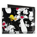 Canvas Bi-Fold Wallet - Sylvester and Tweety Poses Scattered Black Canvas Bi-Fold Wallets Looney Tunes   