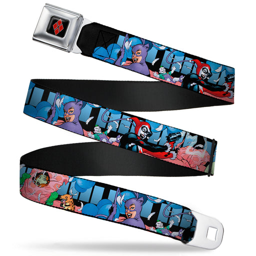 Harley Quinn Diamond Full Color Black Red Seatbelt Belt - Catwoman/Harley Quinn/Poison Ivy Pillow Fight Webbing Seatbelt Belts DC Comics   