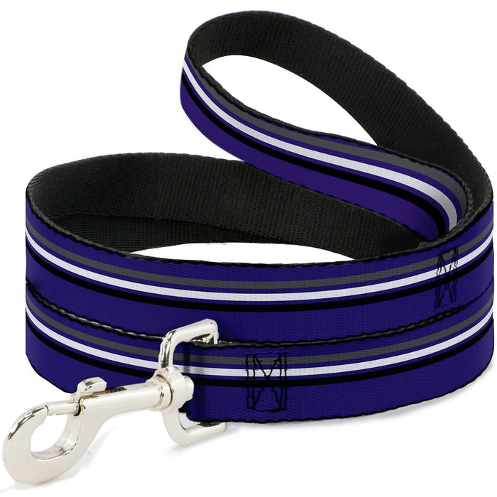 Dog Leash - Racing Stripes Purple/Gray/White/Black Dog Leashes Buckle-Down   