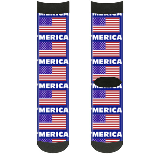 Sock Pair - Polyester - 'MERICA US Flag Blue White Red - CREW Socks Buckle-Down   