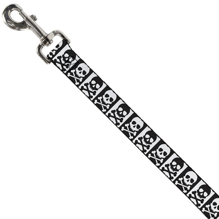 Dog Leash - Skull & Cross Bones Blocks Black/White White/Black Dog Leashes Buckle-Down   