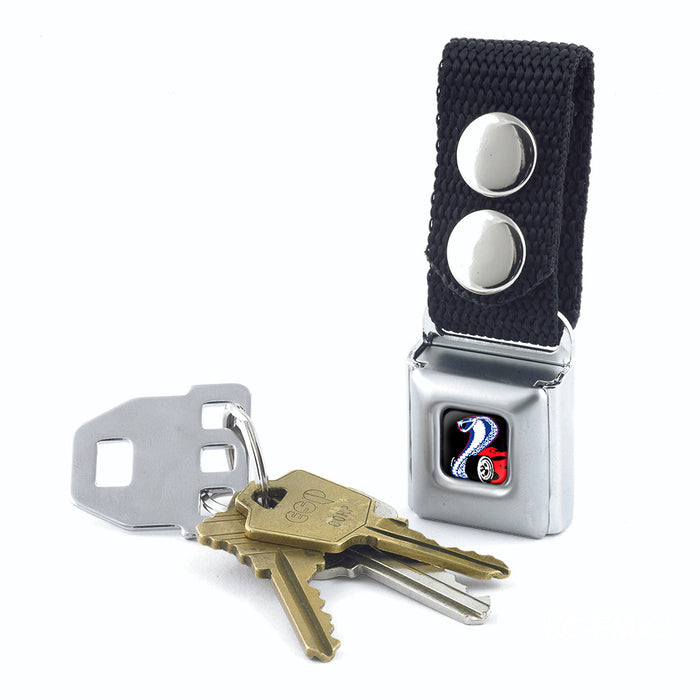Keychain - Flaming Cobra Jet Logo Full Color Black Red White Blue Keychains Ford   