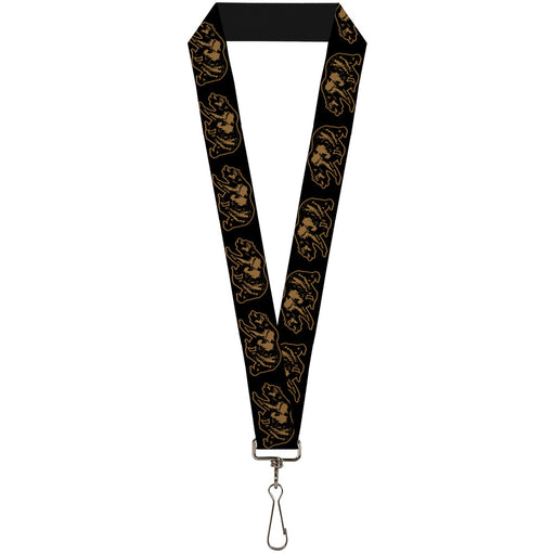 Lanyard - 1.0" - California Grizzly Bear Outline Black Brown Lanyards Buckle-Down   