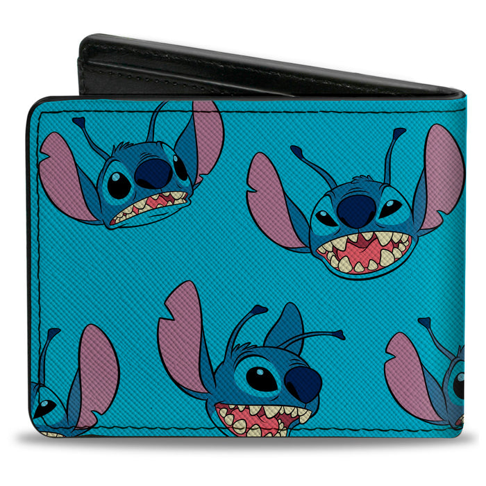 Bi-Fold Wallet - Lilo and Stitch Stitch Expressions Scattered Blue Bi-Fold Wallets Disney   