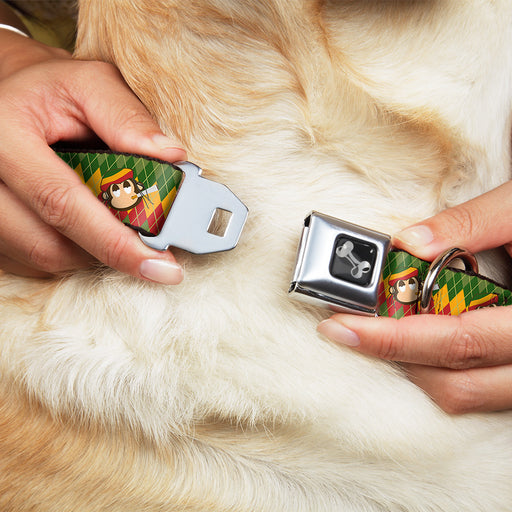 Dog Bone Seatbelt Buckle Collar - Smoking Monkey Repeat Argyle Rasta Seatbelt Buckle Collars Buckle-Down   