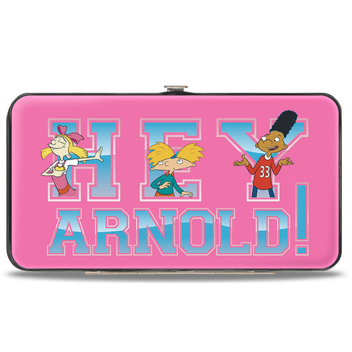 Hinged Wallet - HEY ARNOLD! 3-Character Poses + Stripes Pinks Blues Hinged Wallets Nickelodeon   