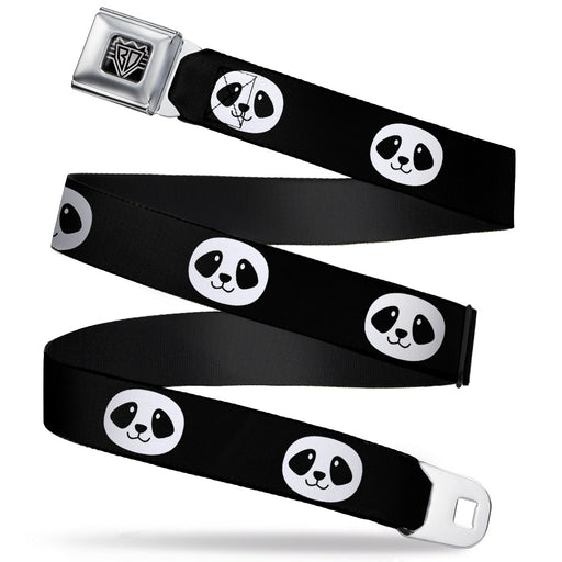 BD Wings Logo CLOSE-UP Full Color Black Silver Seatbelt Belt - Smiling Panda Face Black/White Webbing Seatbelt Belts Buckle-Down   