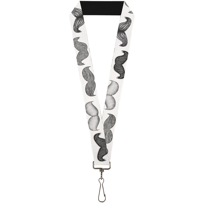 Lanyard - 1.0" - Mustaches White Sketch Lanyards Buckle-Down   