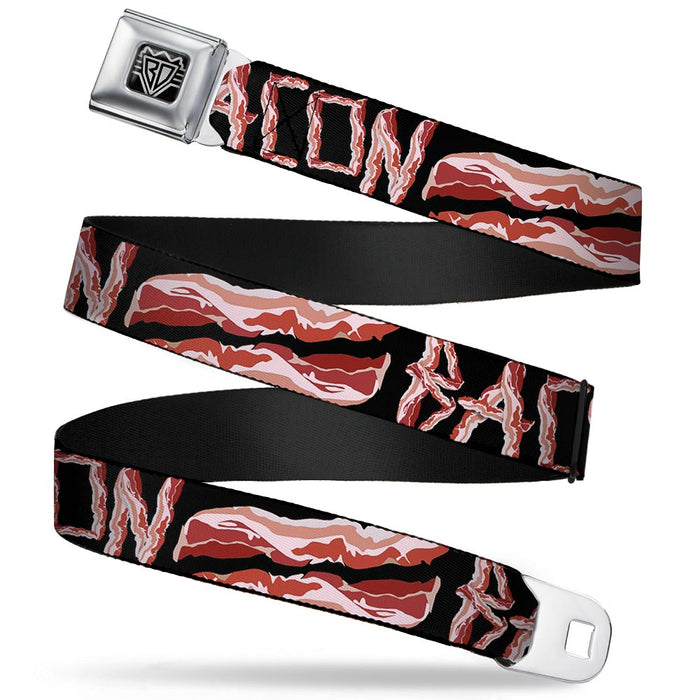 BD Wings Logo CLOSE-UP Full Color Black Silver Seatbelt Belt - Bacon w/Text2 Webbing Seatbelt Belts Buckle-Down   