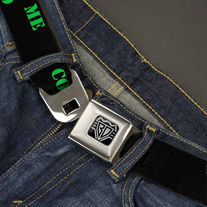 BD Wings Logo CLOSE-UP Full Color Black Silver Seatbelt Belt - COME AT ME-BRO Black/Green Stencil Webbing Seatbelt Belts Buckle-Down   