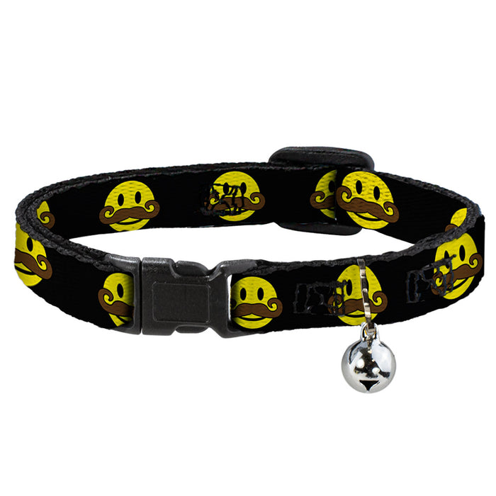 Cat Collar Breakaway - Mustache Happy Face Black Yellow Brown Breakaway Cat Collars Buckle-Down   