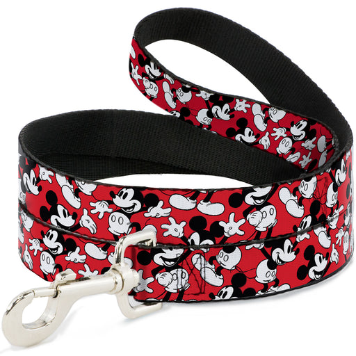 Dog Leash - Mickey Mouse Poses Scattered Red/Black/White Dog Leashes Disney   