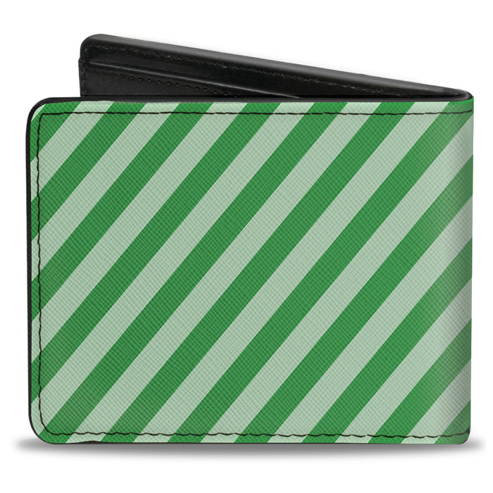 Bi-Fold Wallet - Diagonal Stripes Pastel Greens Bi-Fold Wallets Buckle-Down   