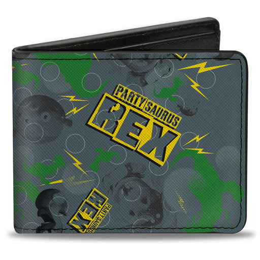 Bi-Fold Wallet - Toy Story PARTYSAURUS REX Collage Grays Yellow Green Bi-Fold Wallets Disney   