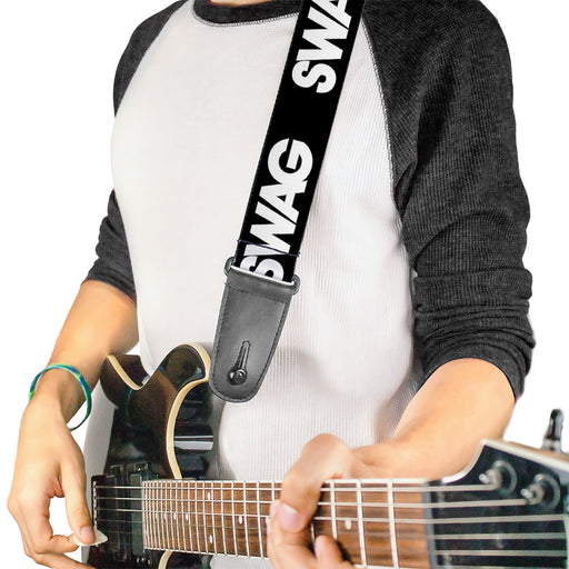 Guitar Strap - SWAG Black White Guitar Straps Buckle-Down   