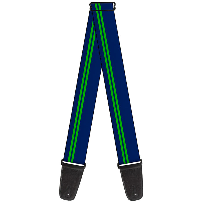 Guitar Strap - Racing Stripe Navy Bright Green Guitar Straps Buckle-Down   