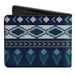Bi-Fold Wallet - Aztec4 Blues White Gray Bi-Fold Wallets Buckle-Down   