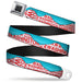 BD Wings Logo CLOSE-UP Full Color Black Silver Seatbelt Belt - WASHINGTON Mountain Range Turquoise/White/Red Webbing Seatbelt Belts Buckle-Down   