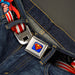 Superman Full Color Blue Seatbelt Belt - Superman Poses/American Flag Webbing Seatbelt Belts DC Comics   
