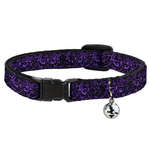 Cat Collar Breakaway - Sleeve Skulls Black Purple Breakaway Cat Collars Buckle-Down   