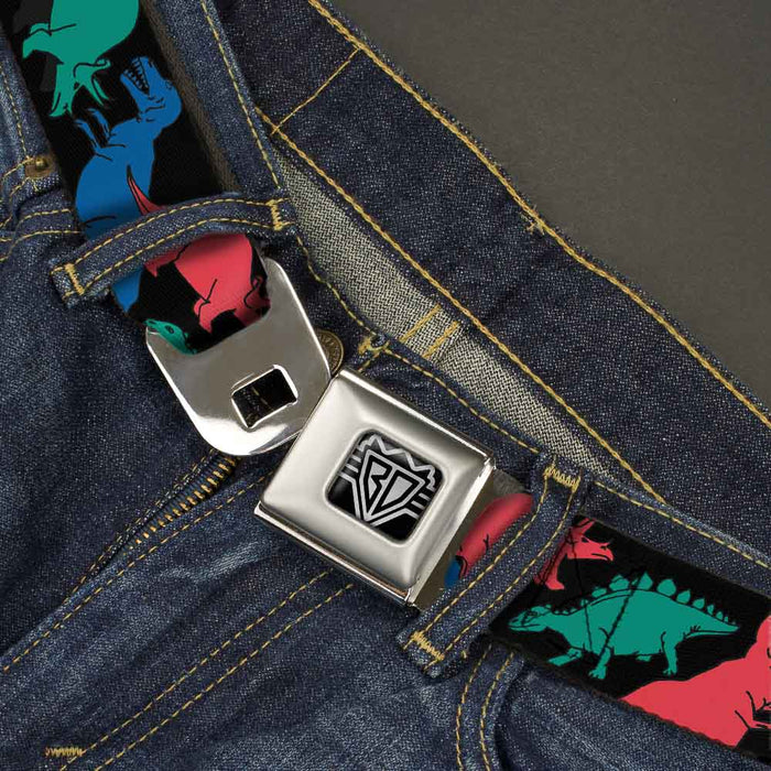 BD Wings Logo CLOSE-UP Full Color Black Silver Seatbelt Belt - Dinosaurs Black/Multi Color Webbing Seatbelt Belts Buckle-Down   