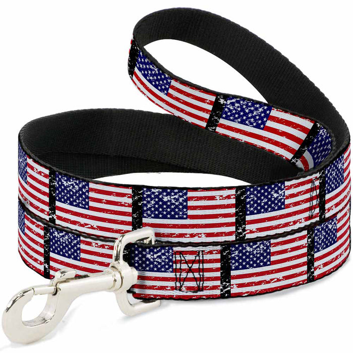Dog Leash - United States Flags Weathered/Black Dog Leashes Buckle-Down   