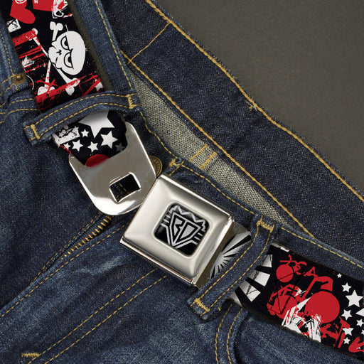 BD Wings Logo CLOSE-UP Full Color Black Silver Seatbelt Belt - Graffiti Women's Webbing Seatbelt Belts Buckle-Down   