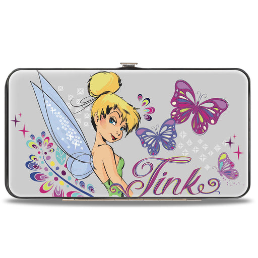 Hinged Wallet - Tinker Bell Over Shoulder Pose Sketch TINK + Butterflies Grays Multi Color Hinged Wallets Disney   