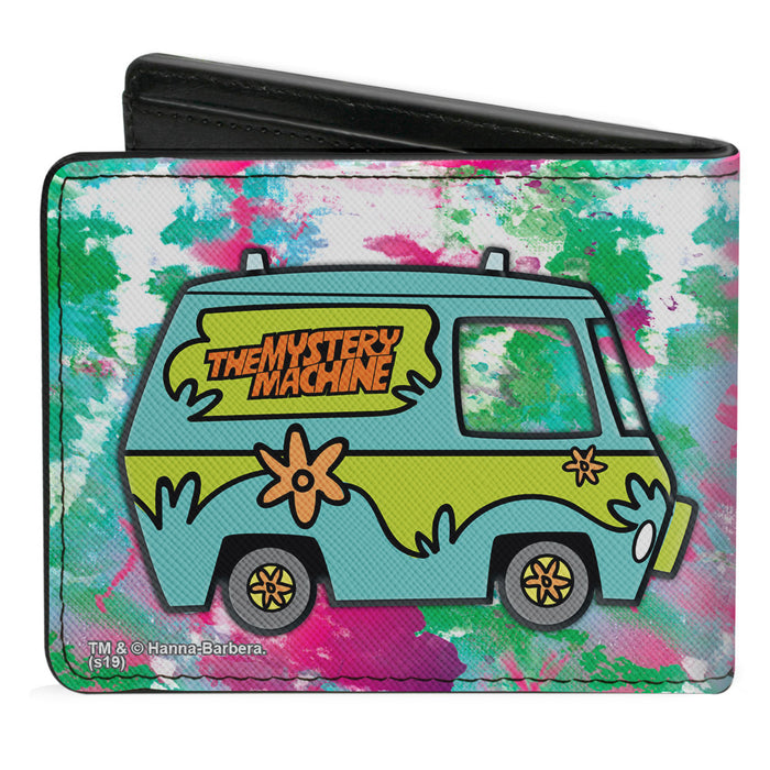 Bi-Fold Wallet - Scooby & Shaggy Smiling + Mystery Machine Splatter White Pinks Greens Bi-Fold Wallets Scooby Doo   