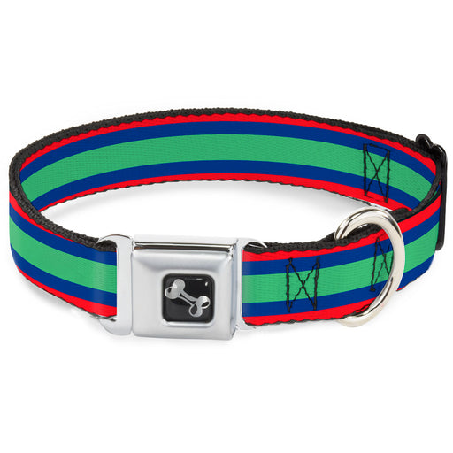 Dog Bone Seatbelt Buckle Collar - Stripes Red/Blue/Green Seatbelt Buckle Collars Buckle-Down   