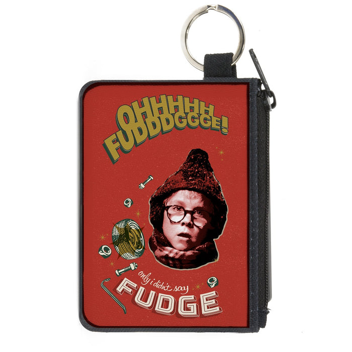 Canvas Zipper Wallet - MINI X-SMALL - A Christmas Story Ralphie OH FUDGE! Collage Reds Greens Canvas Zipper Wallets Warner Bros. Holiday Movies   