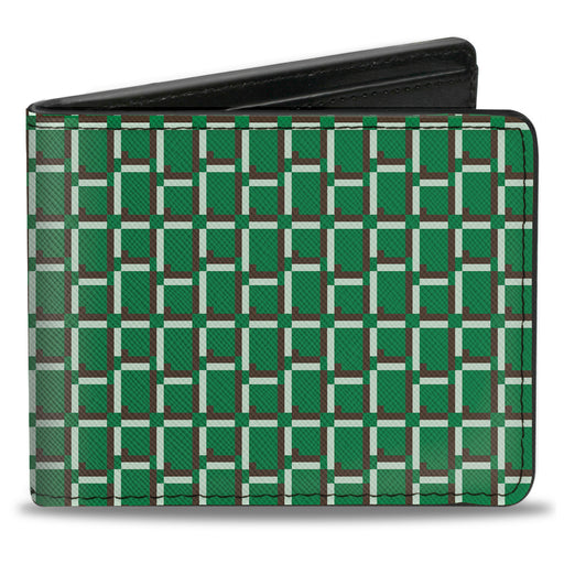 Bi-Fold Wallet - 8-Bit Pixel CLOSE-UP2 Green White Brown Bi-Fold Wallets Buckle-Down   