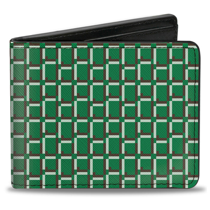 Bi-Fold Wallet - 8-Bit Pixel CLOSE-UP2 Green White Brown Bi-Fold Wallets Buckle-Down   
